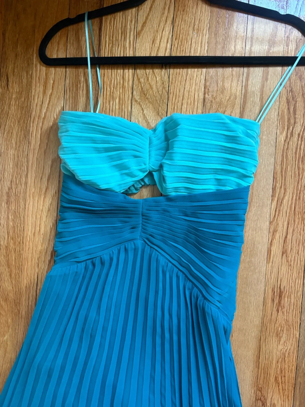 Abercrombie & Fitch Teal and Aqua Pleated Maxi Dress